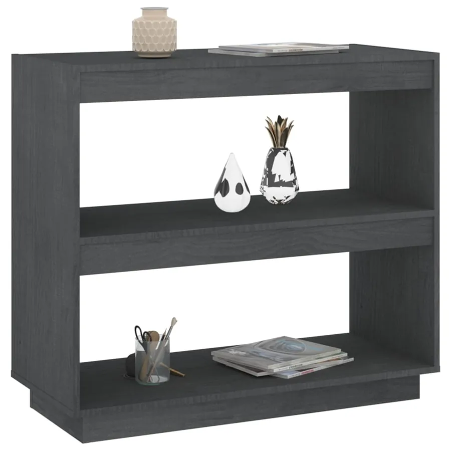 Bibliothèque Gris 80x35x71 cm Bois de pin massif - 4