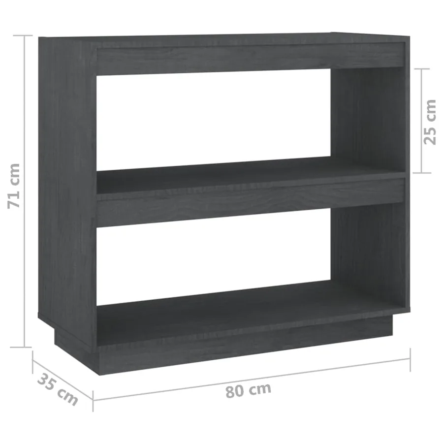 Bibliothèque Gris 80x35x71 cm Bois de pin massif - 8