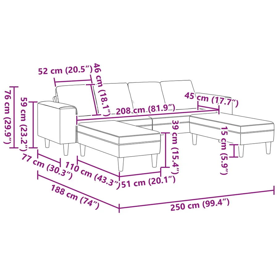 Canapé de salon 3 pcs Marron - 8
