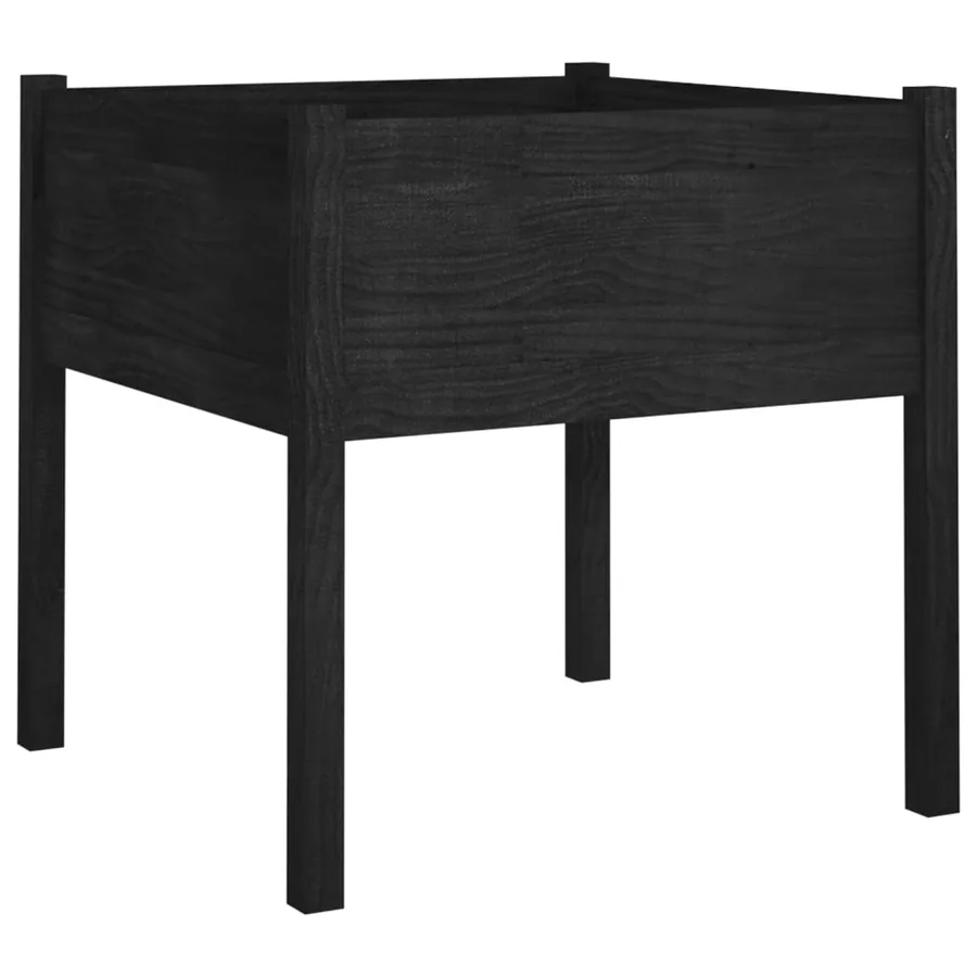 Jardinière d'extérieur Noir 70x70x70 cm Bois de pin massif - 2