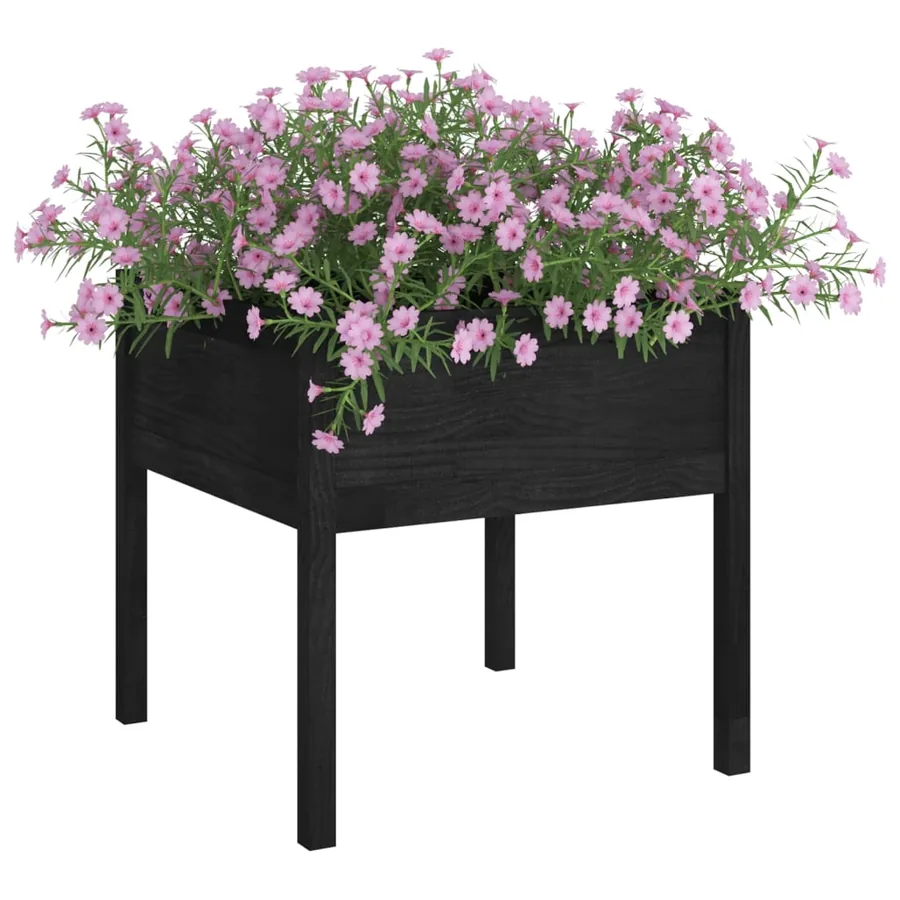 Jardinière d'extérieur Noir 70x70x70 cm Bois de pin massif - 3