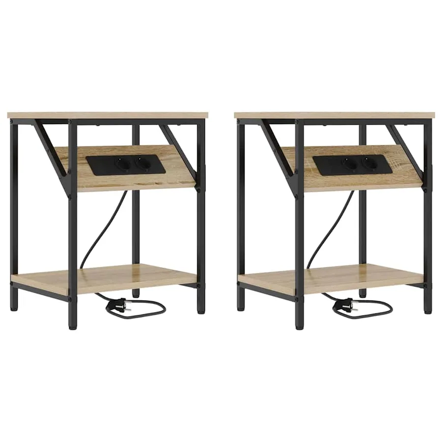 Cabinet de chevet 2 pcs Chêne Sonoma 38 x 30 x 48 cm - 2