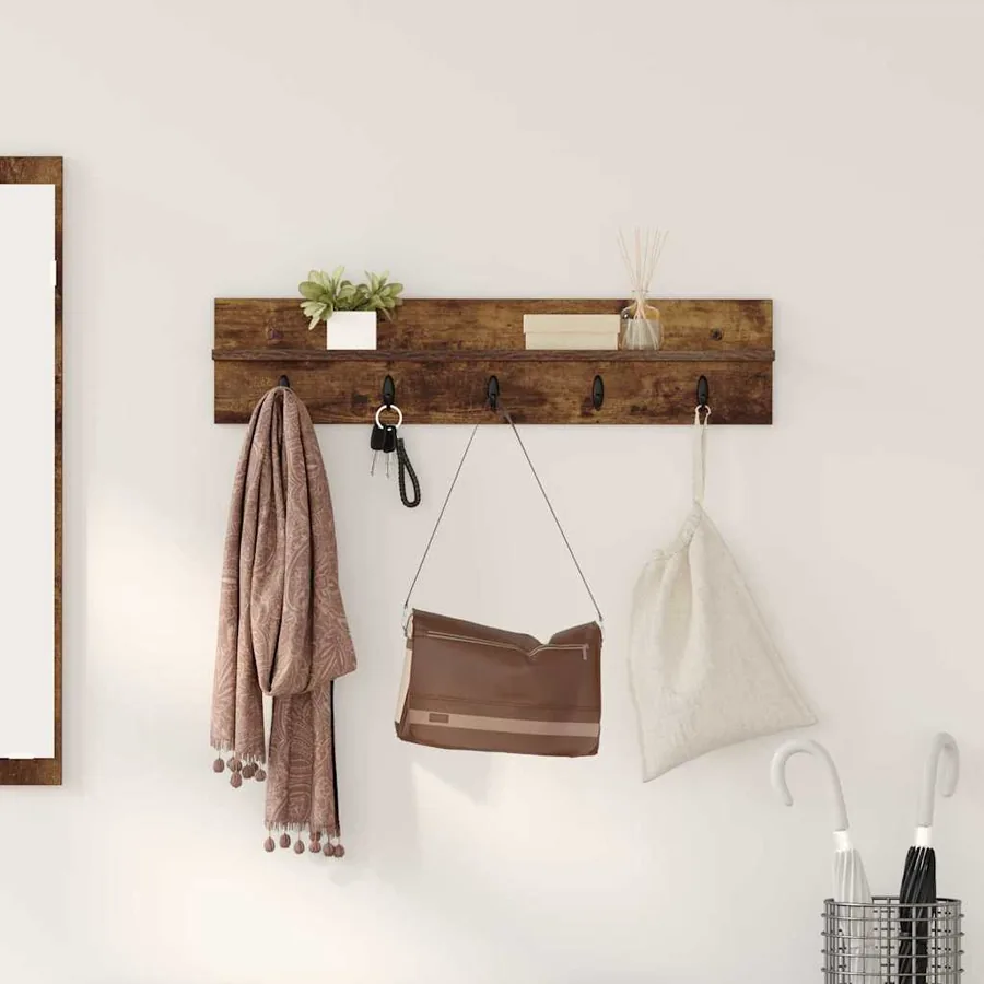Porte-manteau mural Montage mural Chêne fumé 80 x 10,5 x 18 cm