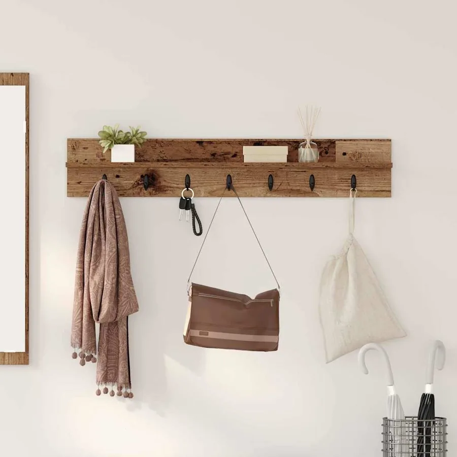 Porte-manteau mural Bois ancien 100 x 10,5 x 18 cm