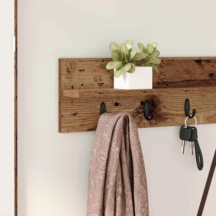 Porte-manteau mural Bois ancien 100 x 10,5 x 18 cm - 4
