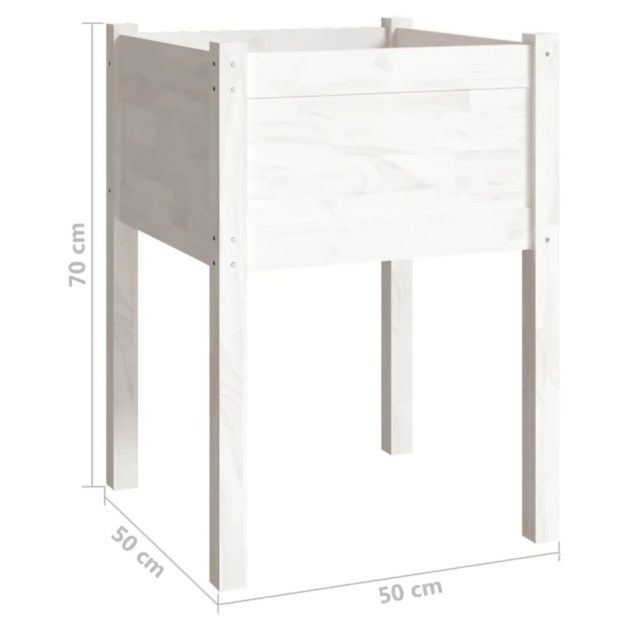 Jardinière Blanc 50x50x70 cm Bois de pin massif - 7