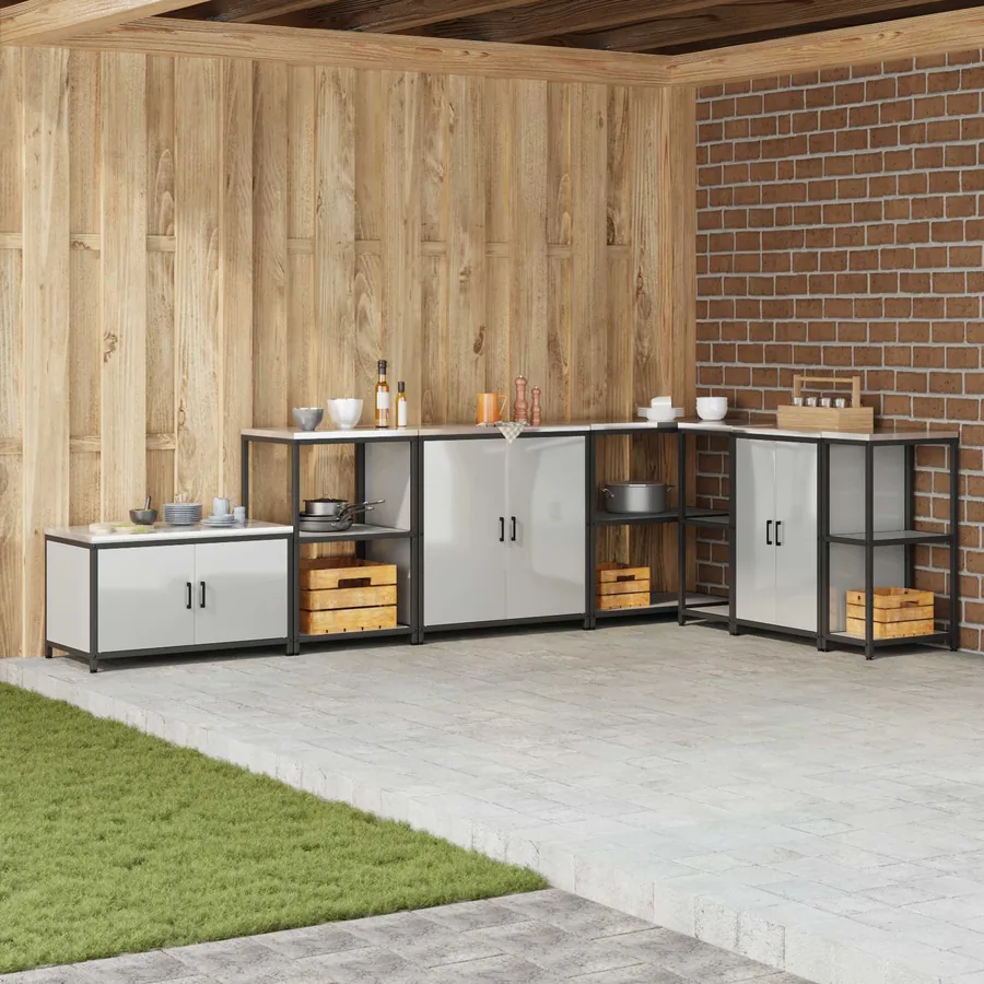 Rangement de cuisine HATTEM Argenté 90 x 50 x 92 cm Acier