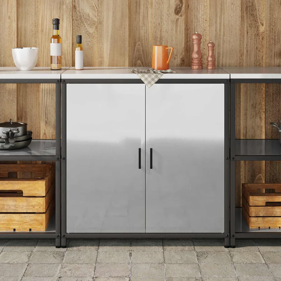 Rangement de cuisine HATTEM Argenté 90 x 50 x 92 cm Acier - 4