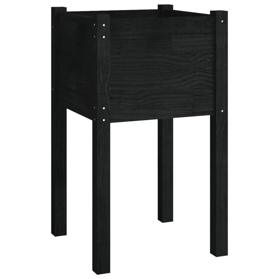 Jardinières d'extérieur 2pcs Noir 40x40x70cm Bois de pin massif - 4