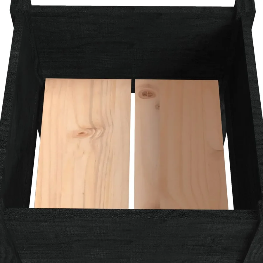 Jardinières d'extérieur 2pcs Noir 40x40x70cm Bois de pin massif - 6
