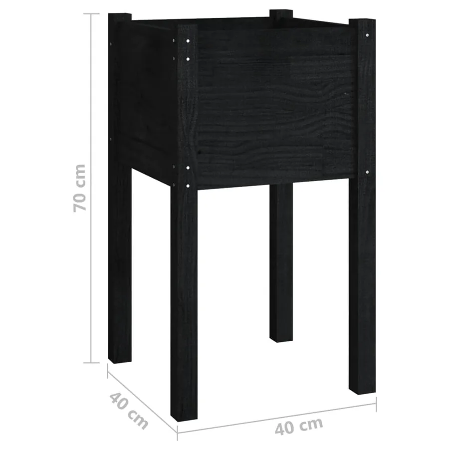 Jardinières d'extérieur 2pcs Noir 40x40x70cm Bois de pin massif - 8