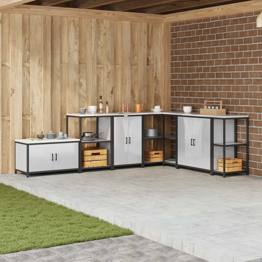 Rangement de cuisine HATTEM Argenté 60 x 50 x 92 cm Acier