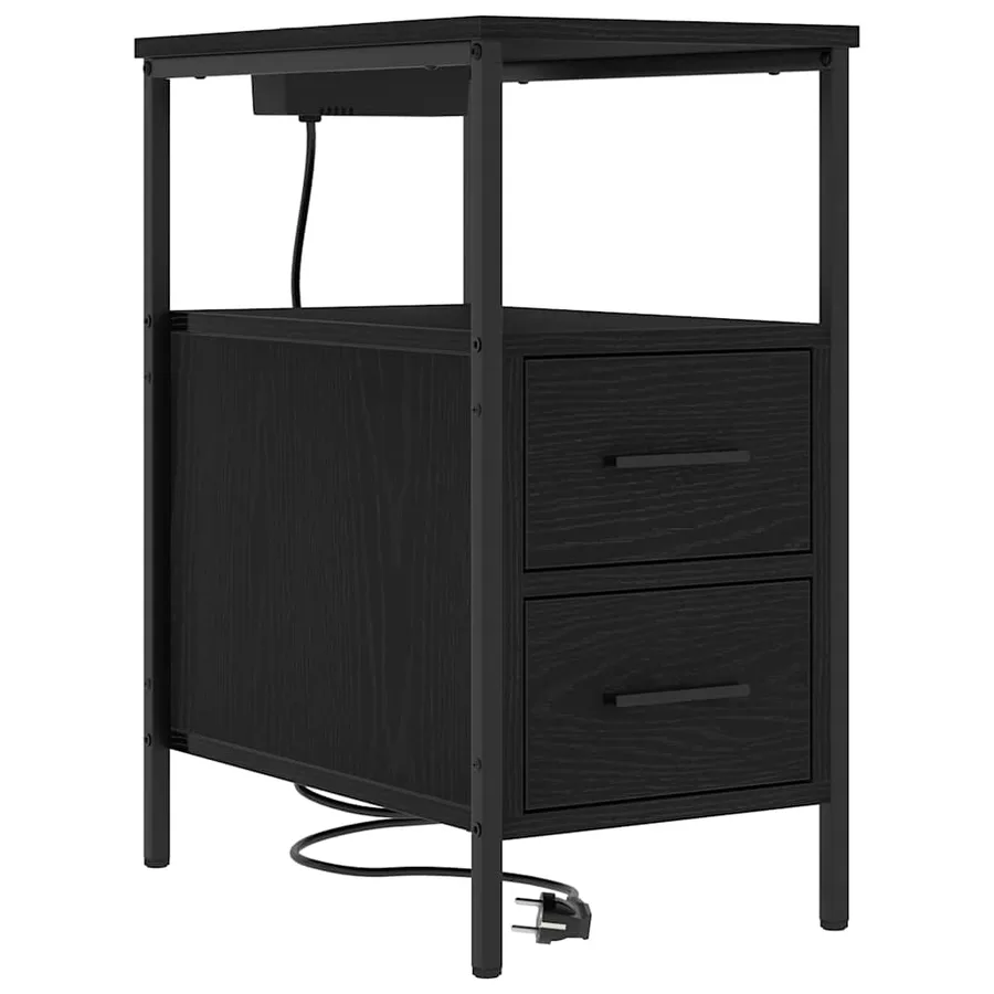 Cabinet de chevet Chêne noir 30 x 48 x 61 cm Bois d'ingénierie - 2