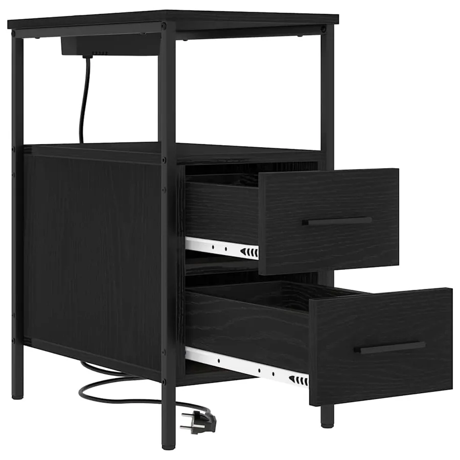 Cabinet de chevet Chêne noir 30 x 48 x 61 cm Bois d'ingénierie - 5