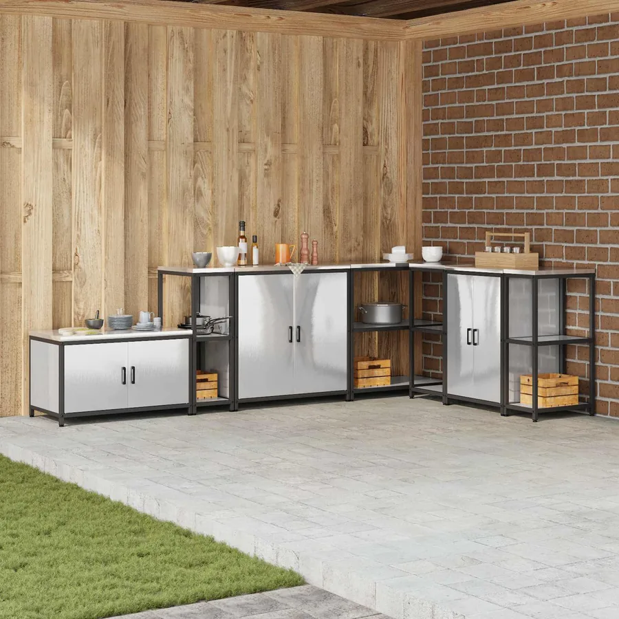 Rangement de cuisine HATTEM Argenté 30 x 50 x 92 cm Acier