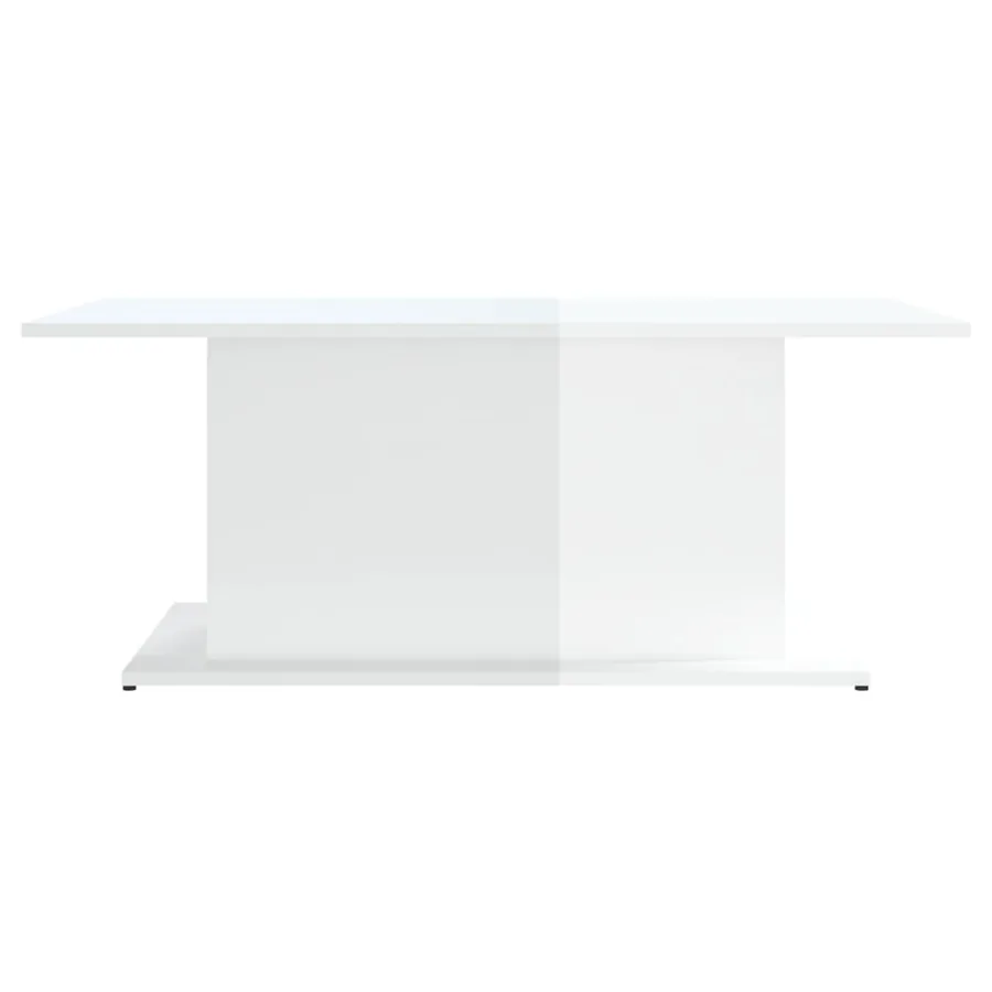 Table basse blanc brillant 102x55,5x40 cm bois d'ingénierie - 4