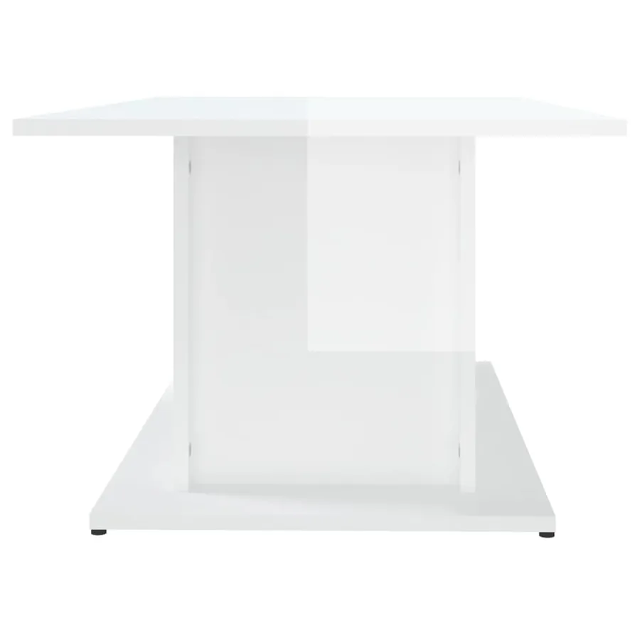 Table basse blanc brillant 102x55,5x40 cm bois d'ingénierie - 5