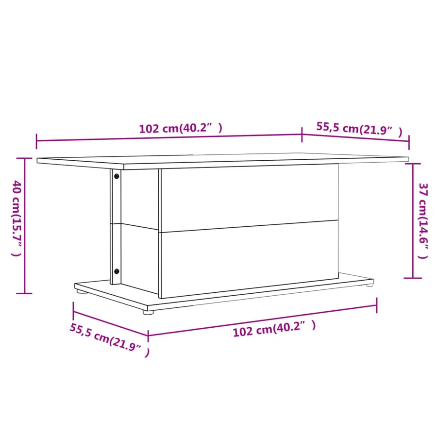 Table basse blanc brillant 102x55,5x40 cm bois d'ingénierie - 8