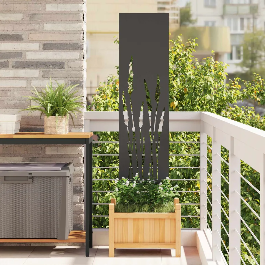 Écran de confidentialité de jardin Fretwork Noir 32 x 140 cm