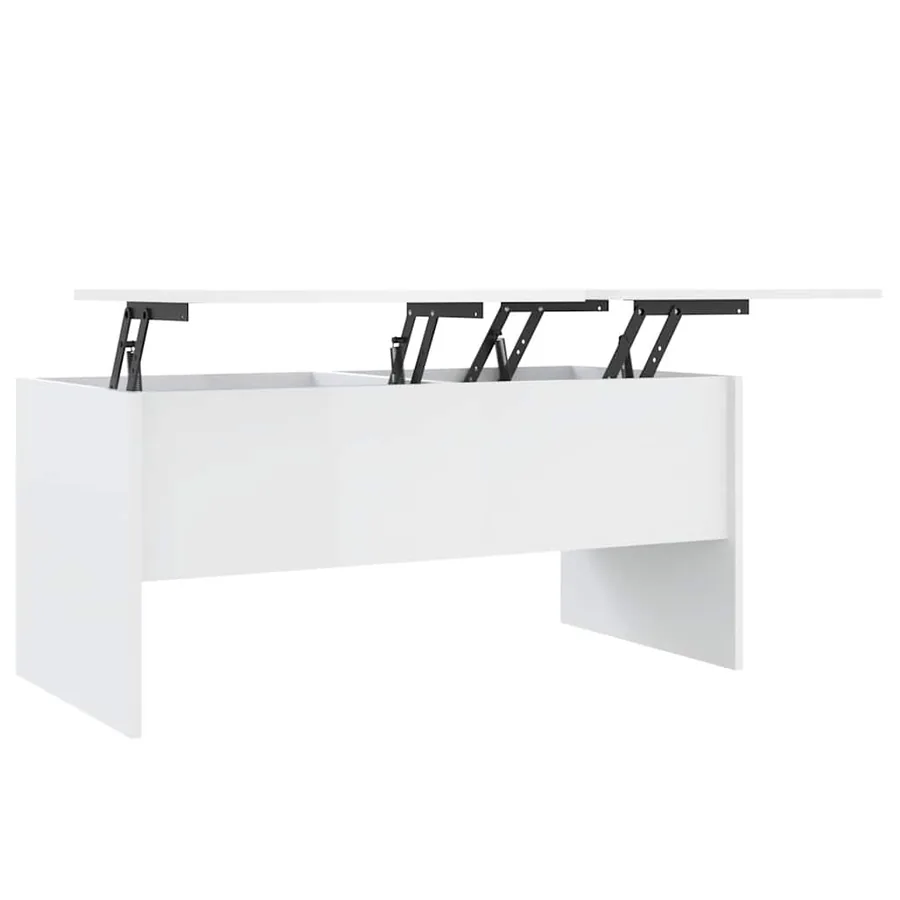 Table basse blanc brillant 102x50,5x46,5 cm bois d'ingénierie - 2