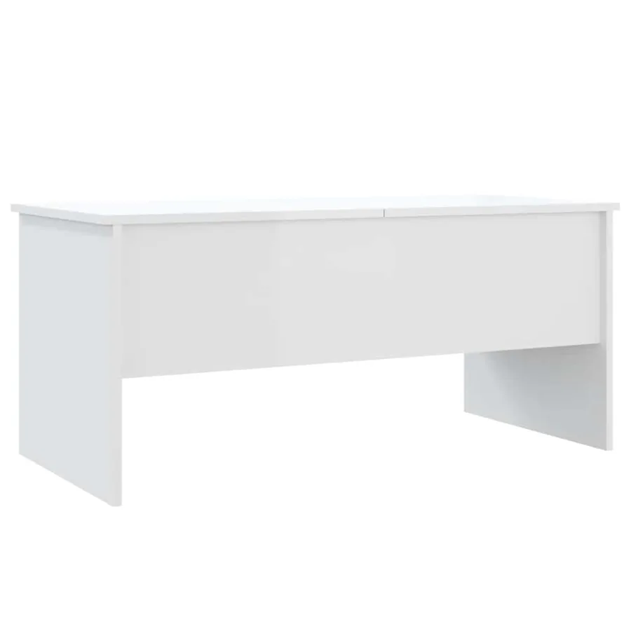 Table basse blanc brillant 102x50,5x46,5 cm bois d'ingénierie - 5