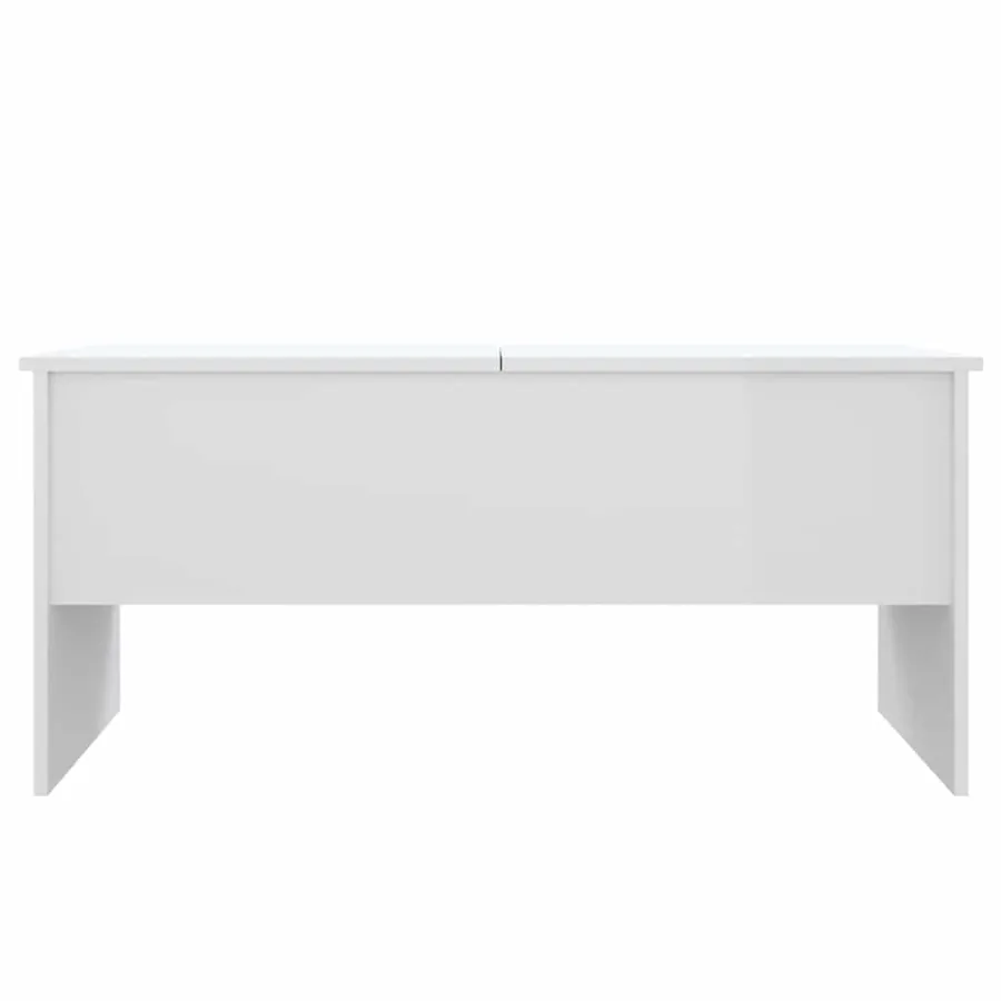 Table basse blanc brillant 102x50,5x46,5 cm bois d'ingénierie - 6