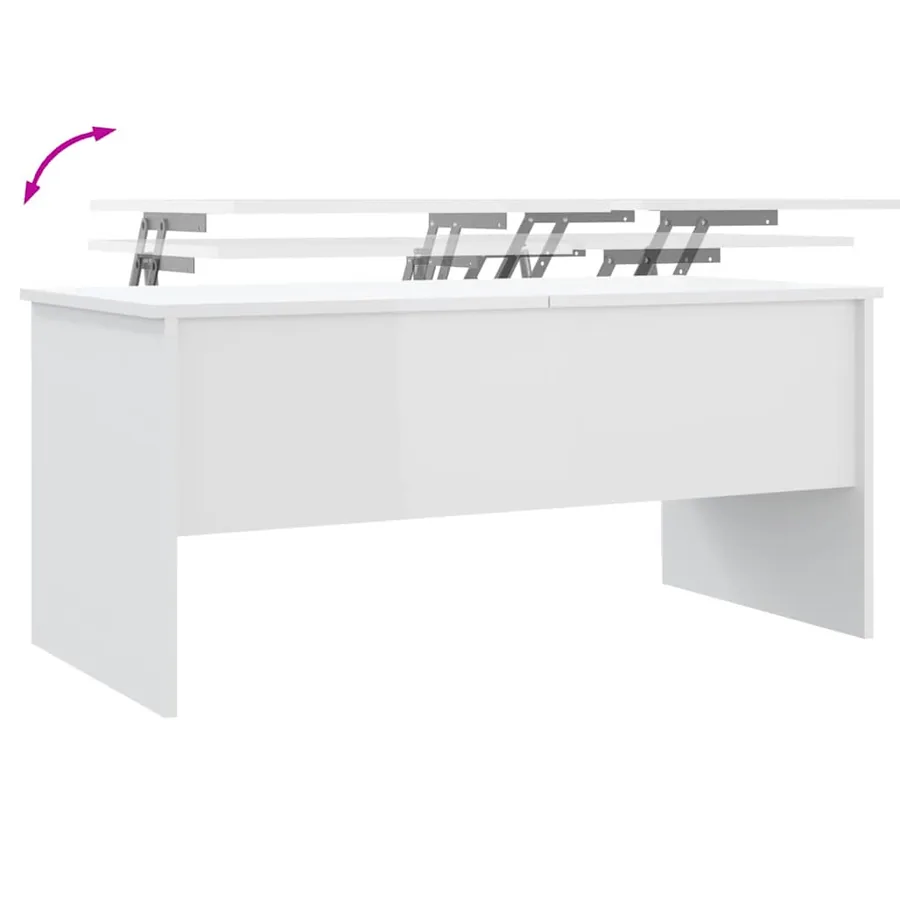 Table basse blanc brillant 102x50,5x46,5 cm bois d'ingénierie - 8