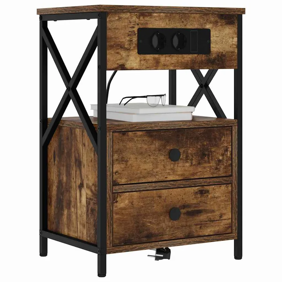 Cabinet de chevet avec tiroir 2 pcs Chêne fumé 40 x 31 x 60 cm - 3