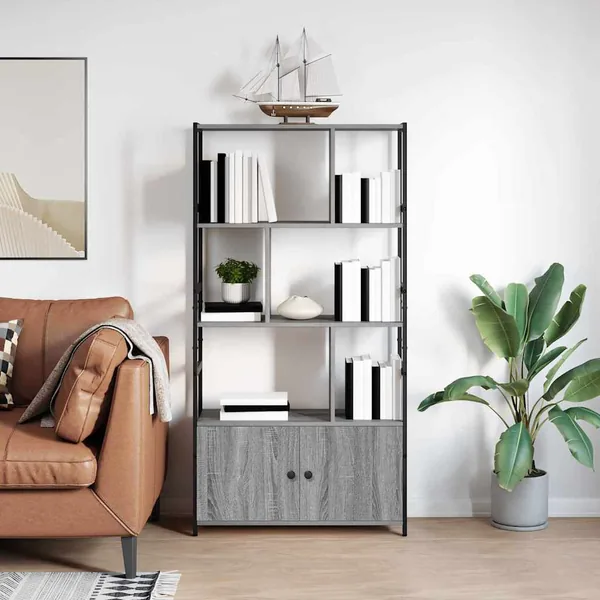 Étagère Sonoma gris 80 x 30 x 155,5 cm Bois d'ingénierie