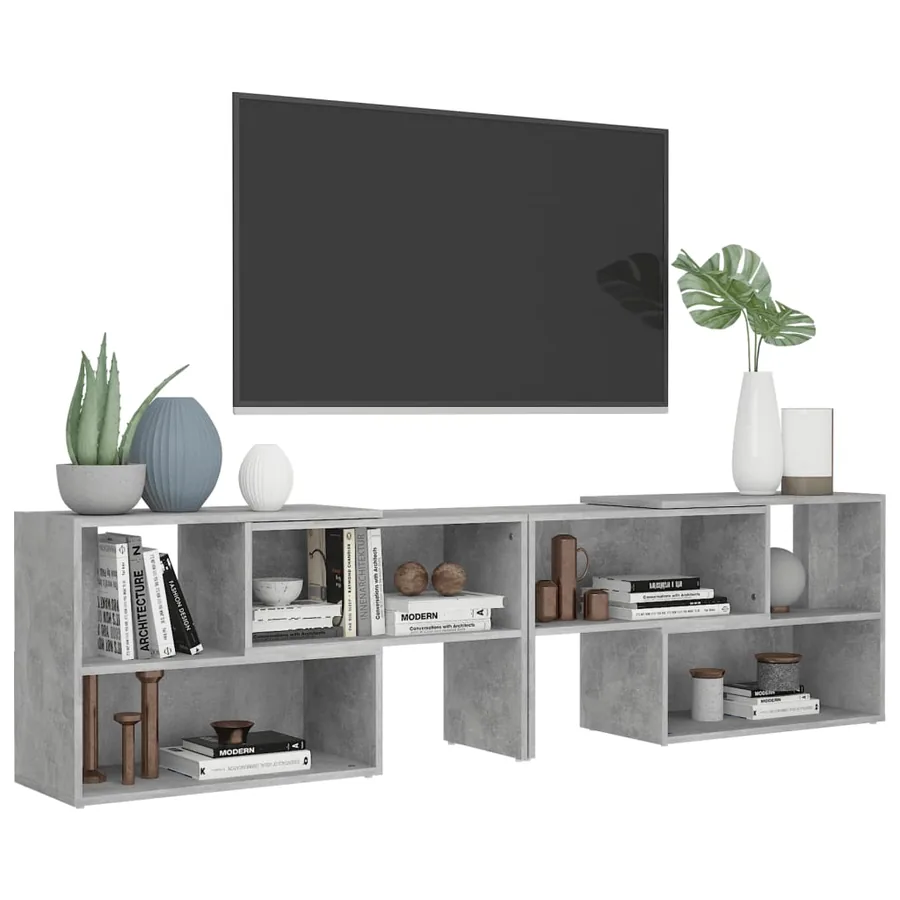 Meuble TV Gris béton 149x30x52 cm Bois d'ingénierie - 4