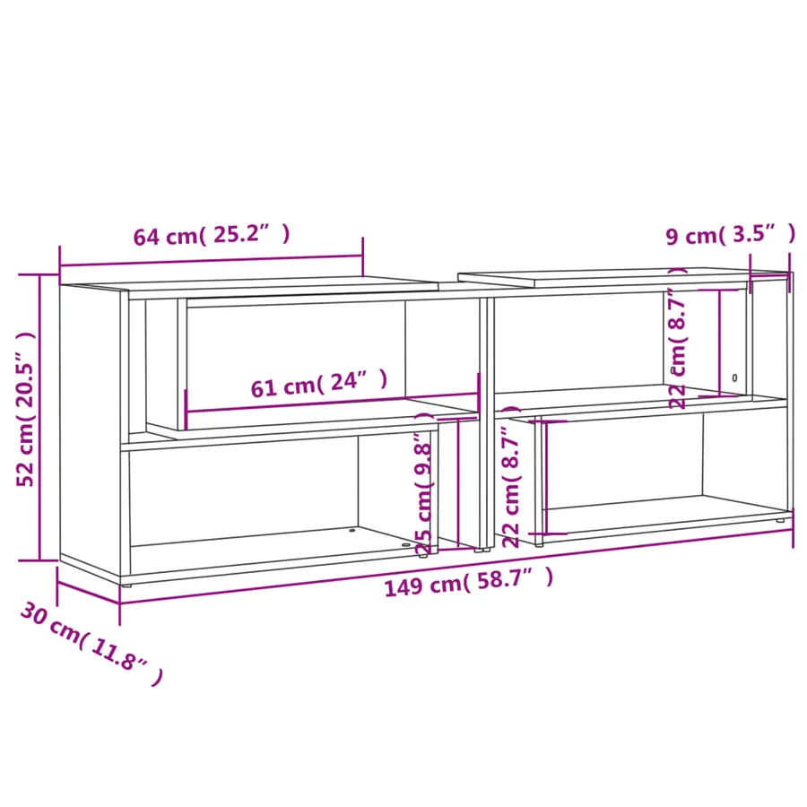 Meuble TV Gris béton 149x30x52 cm Bois d'ingénierie - 8