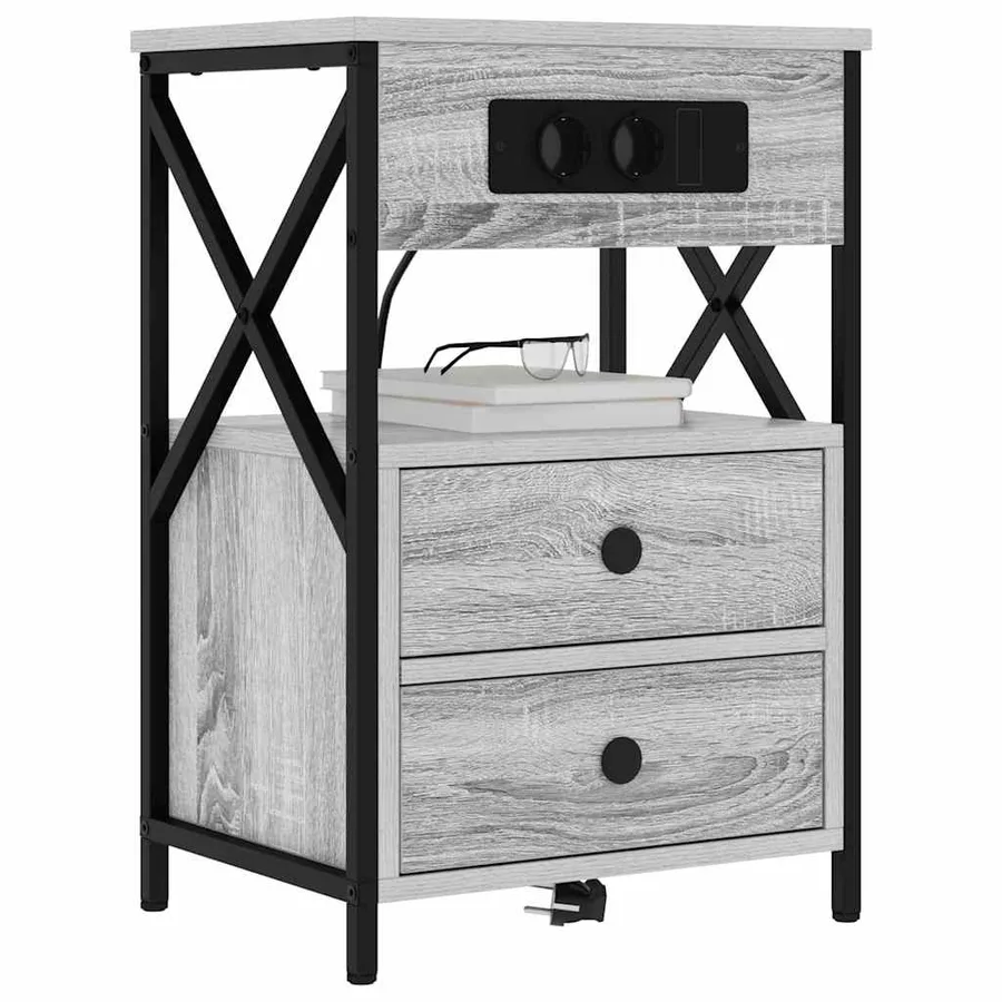 Cabinet de chevet avec tiroir 2 pcs Gris Sonoma 40 x 31 x 60 cm - 3