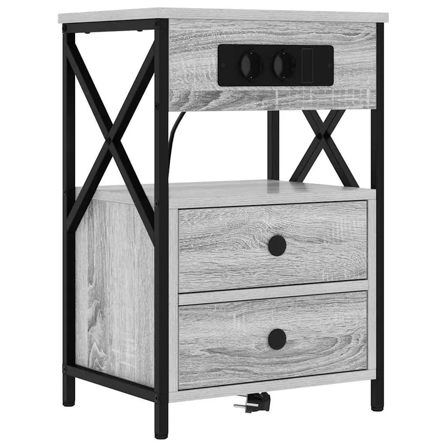 Cabinet de chevet avec tiroir 2 pcs Gris Sonoma 40 x 31 x 60 cm - 5