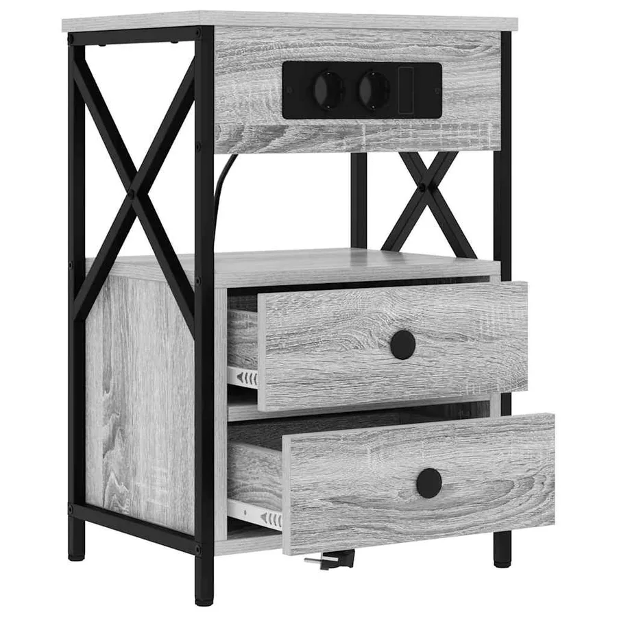 Cabinet de chevet avec tiroir 2 pcs Gris Sonoma 40 x 31 x 60 cm - 6