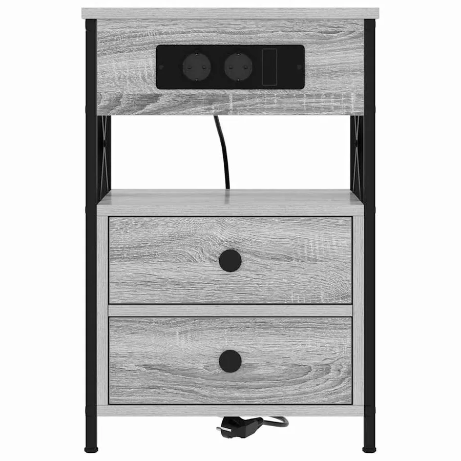 Cabinet de chevet avec tiroir 2 pcs Gris Sonoma 40 x 31 x 60 cm - 7