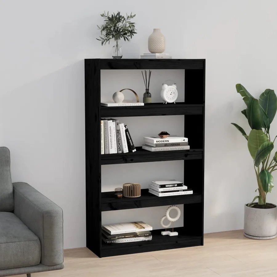 Bibliothèque/Séparateur de pièce Noir 80x30x135,5 cm Pin massif - 3