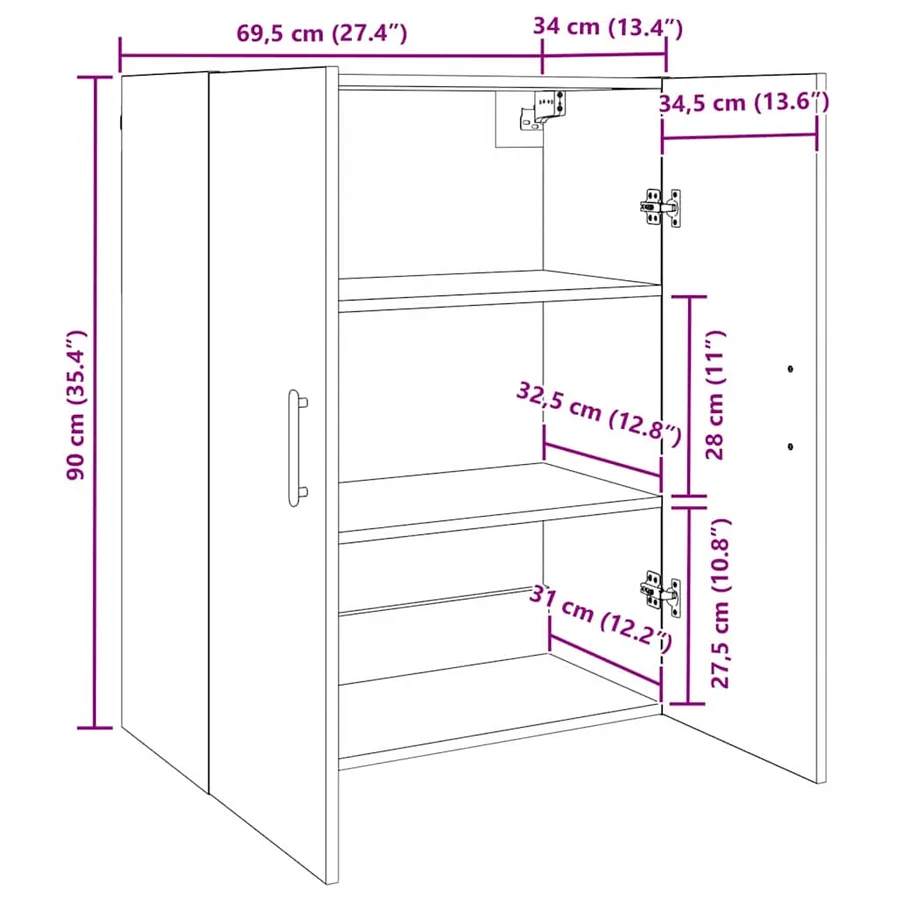 Armoire Murale 2 pcs Bois ancien 69,5 x 34 x 90 cm - 14