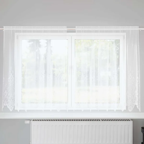 Rideau en Dentelle Floral Blanc 180 x 200 cm Polyester