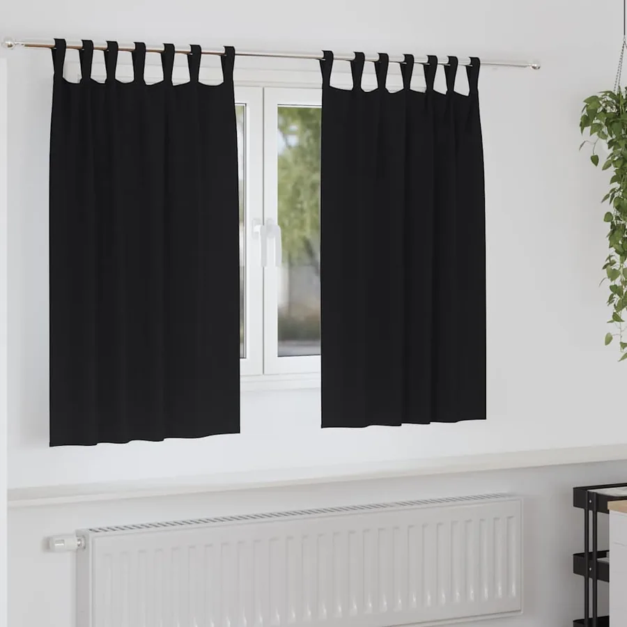 Rideaux occultants avec anneaux 2 pcs Noir 140 x 140 cm