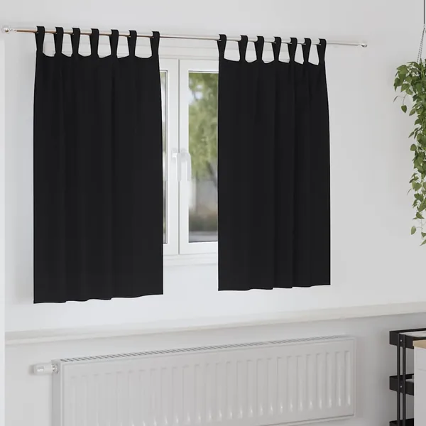 Rideaux occultants avec anneaux 2 pcs Noir 140 x 140 cm