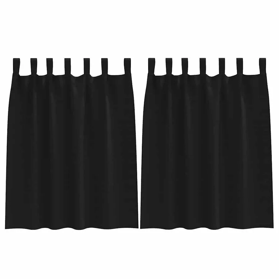 Rideaux occultants avec anneaux 2 pcs Noir 140 x 140 cm - 2