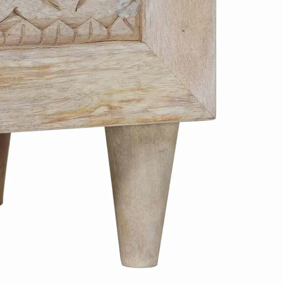 Meuble TV Blanc Blanchi 100 x 33 x 46 cm Bois de mangue massif - 8