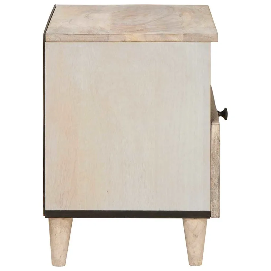 Table de chevet Blanc 40 x 33 x 46 cm Bois d'ingénierie - 4