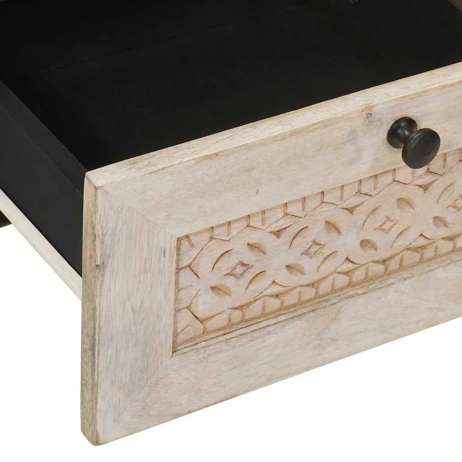 Table de chevet Blanc 40 x 33 x 46 cm Bois d'ingénierie - 7