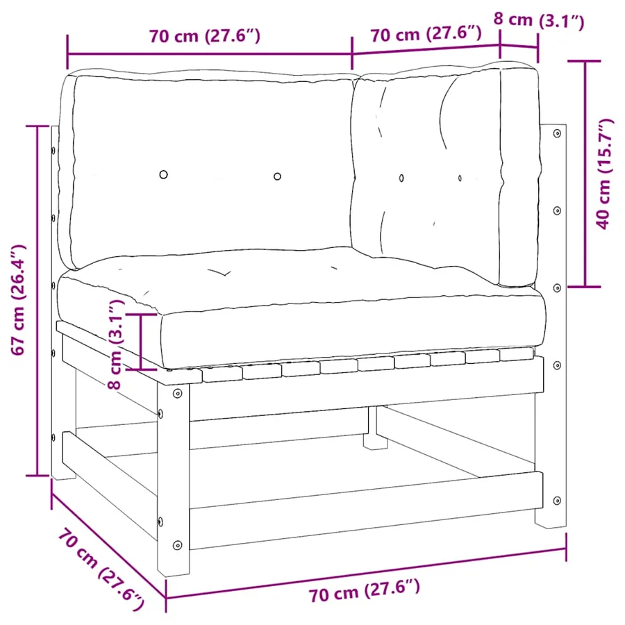Salon de jardin 2 pcs avec coussins Bois de pin massif - 5