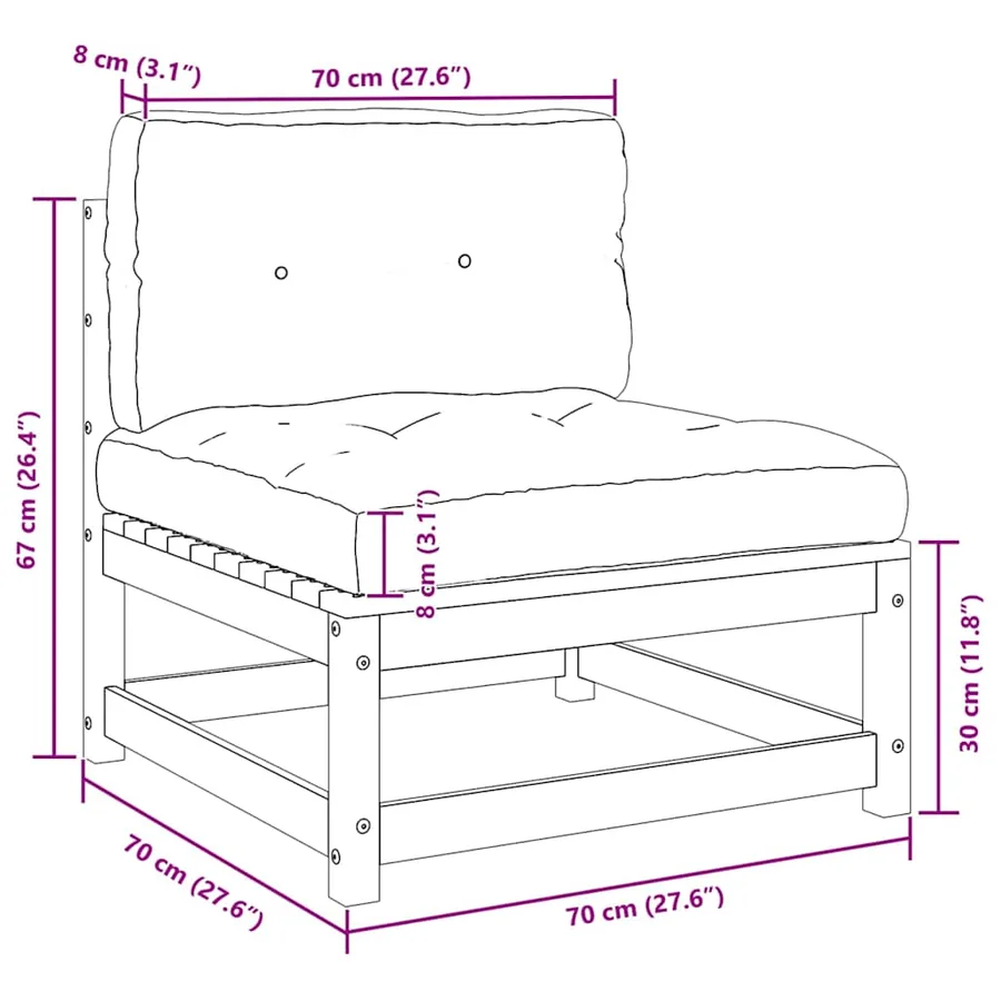 Salon de jardin 2 pcs avec coussins Bois de pin massif - 6