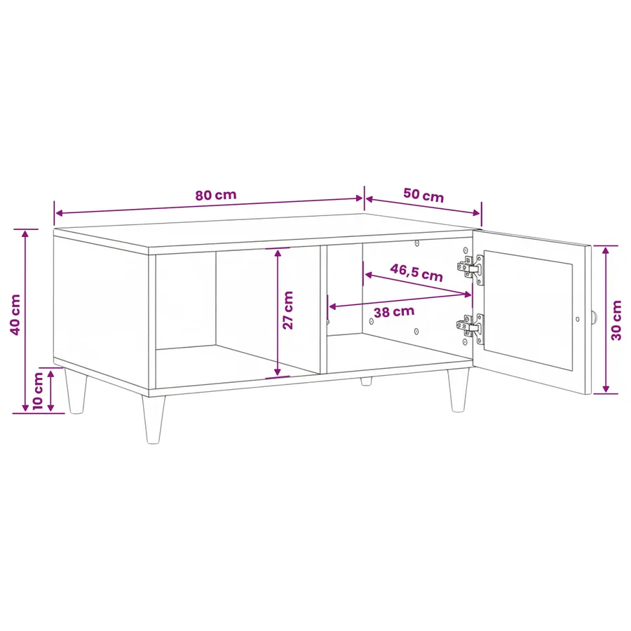 Table basse Blanc 100 x 54 x 40 cm Bois d'ingénierie - 12
