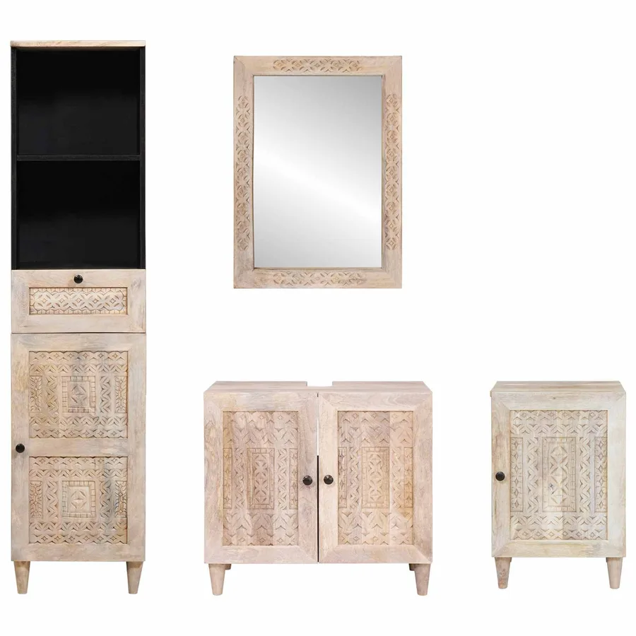 Ensemble de mobilier de salle de bain avec tiroir 4 pcs Blanc - 7