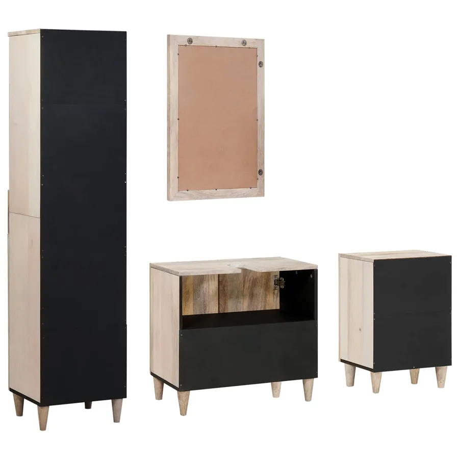 Ensemble de mobilier de salle de bain avec tiroir 4 pcs Blanc - 8