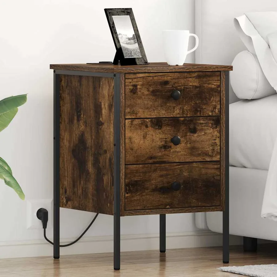Cabinet de chevet Chêne fumé 42 x 41 x 61 cm Bois d'ingénierie